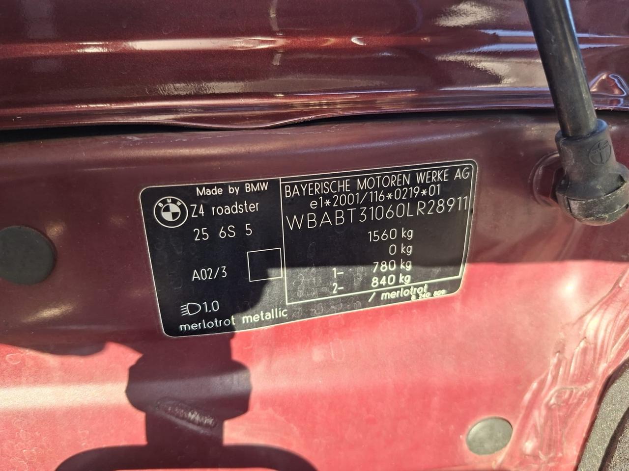 Bmw Z4 2.5i cat Roadster MAN. ASI UNIPRO. MERLOT MET