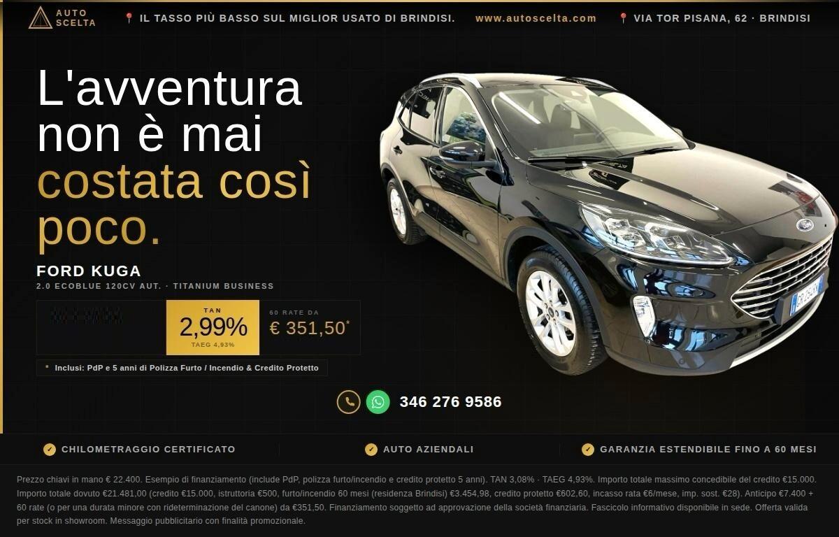 Ford Kuga 2.0 EcoBlue 120 CV AUT. 2WD Titanium Business TAN 2.99%!!!