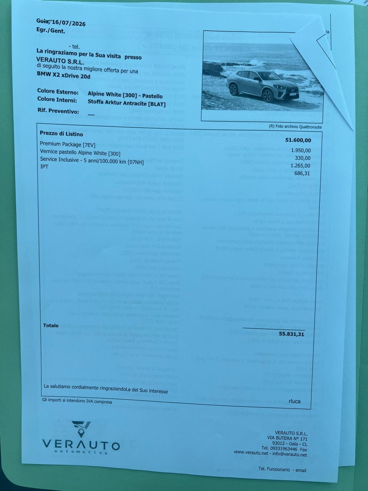 Bmw X2 xDrive 20d - Possibilità noleggio no scoring