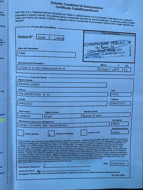 Fiat Panda 1.0 hybrid Easy Connect s&s 70cv ADATTA NEOPATENTATI