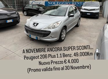 206 PLUS 1.1 BENZINA 60CV 07/2009-SOLI 49.000KM