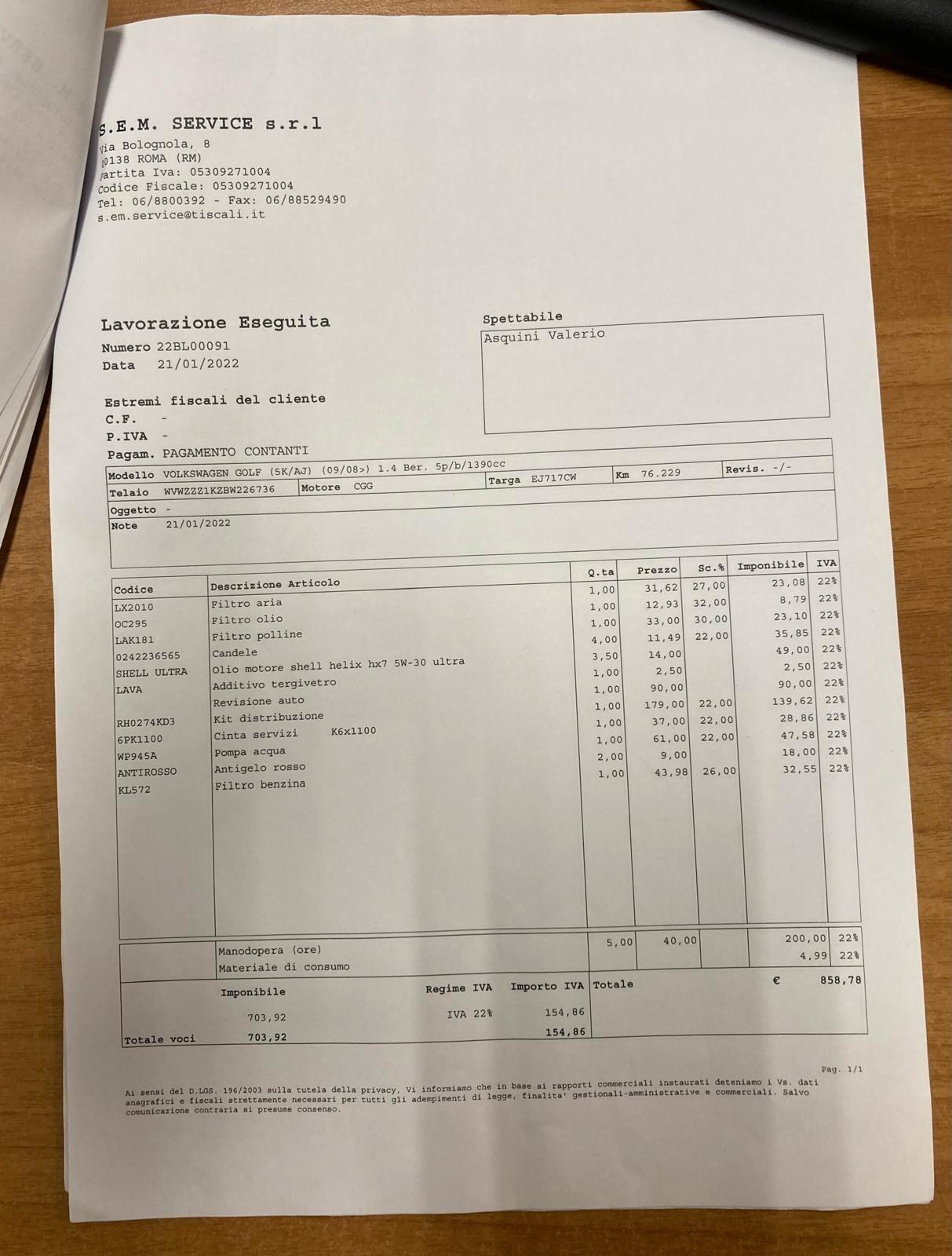 VOLKSWAGEN GOLF 1.4- OK NEOPATENTATI- EURO 5B