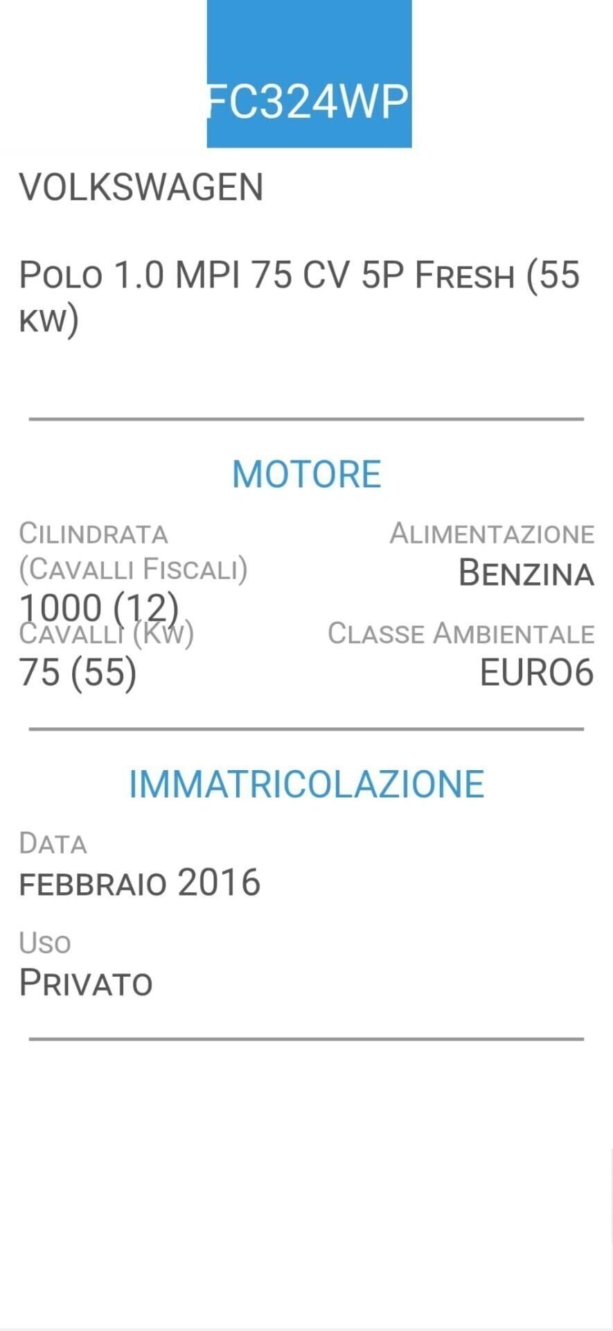 VOLKSWAGEN POLO 1,0 MPI-EURO 6-UNICA PROPRIETARIA
