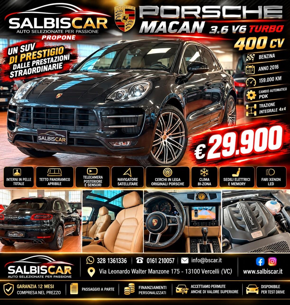 Porsche Macan 3,6 TURBO V6 400 CV 2016 EURO 6