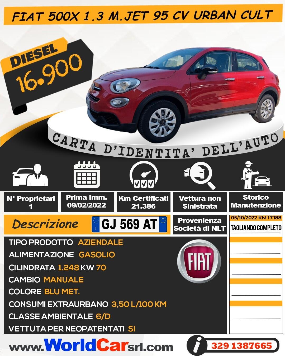 Fiat 500X 1.3 MultiJet 95 CV Urban Cult
