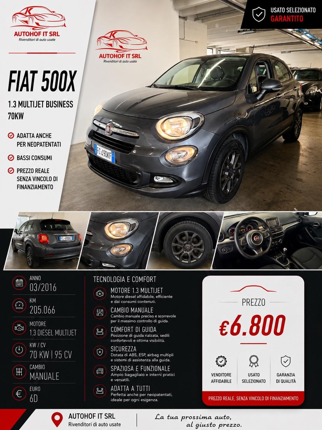 Fiat 500X 1.3 MultiJet 95 CV |OK NEOPATENTATI |