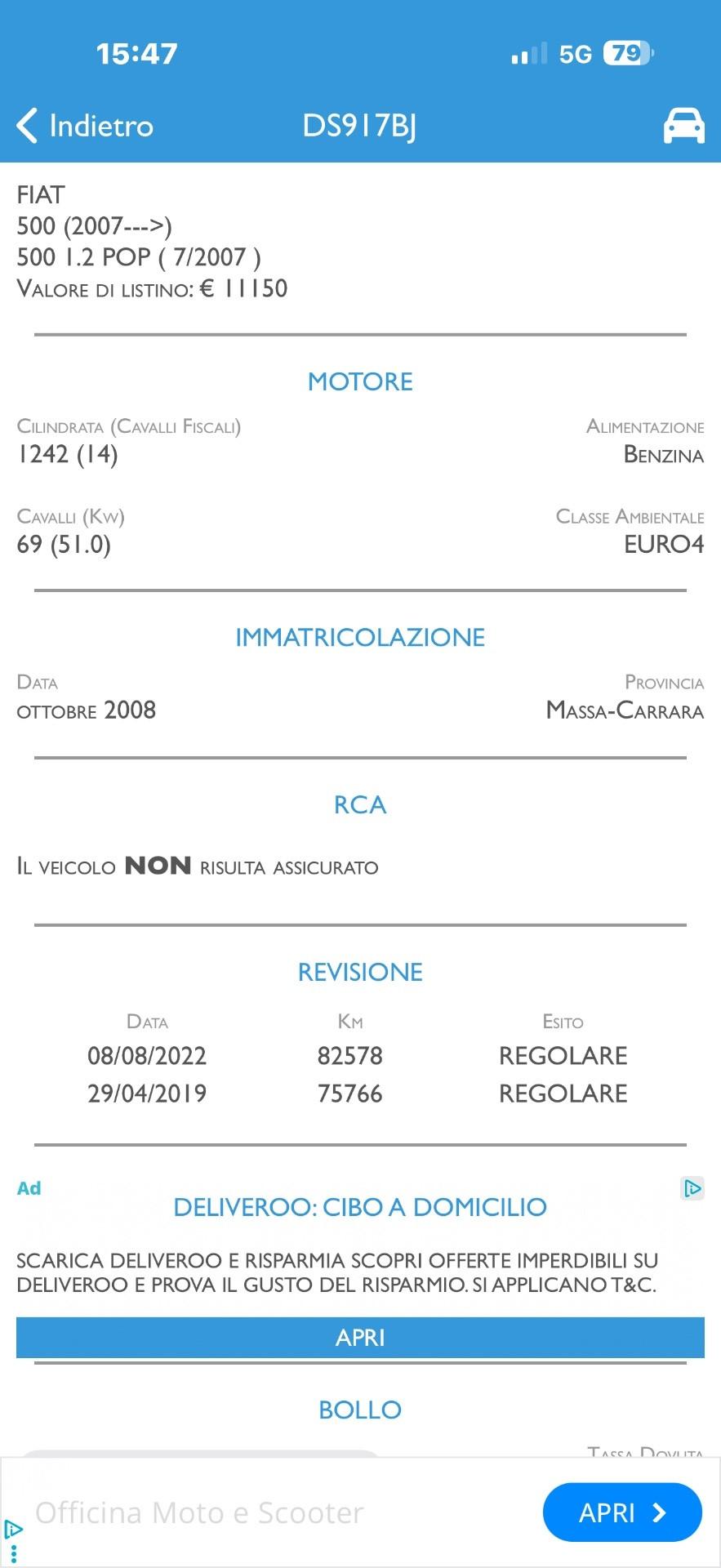 Fiat 500 1.2 BENZINA MARCIANTE INCIDENTATA – OTTIMA DA RIPRISTINO