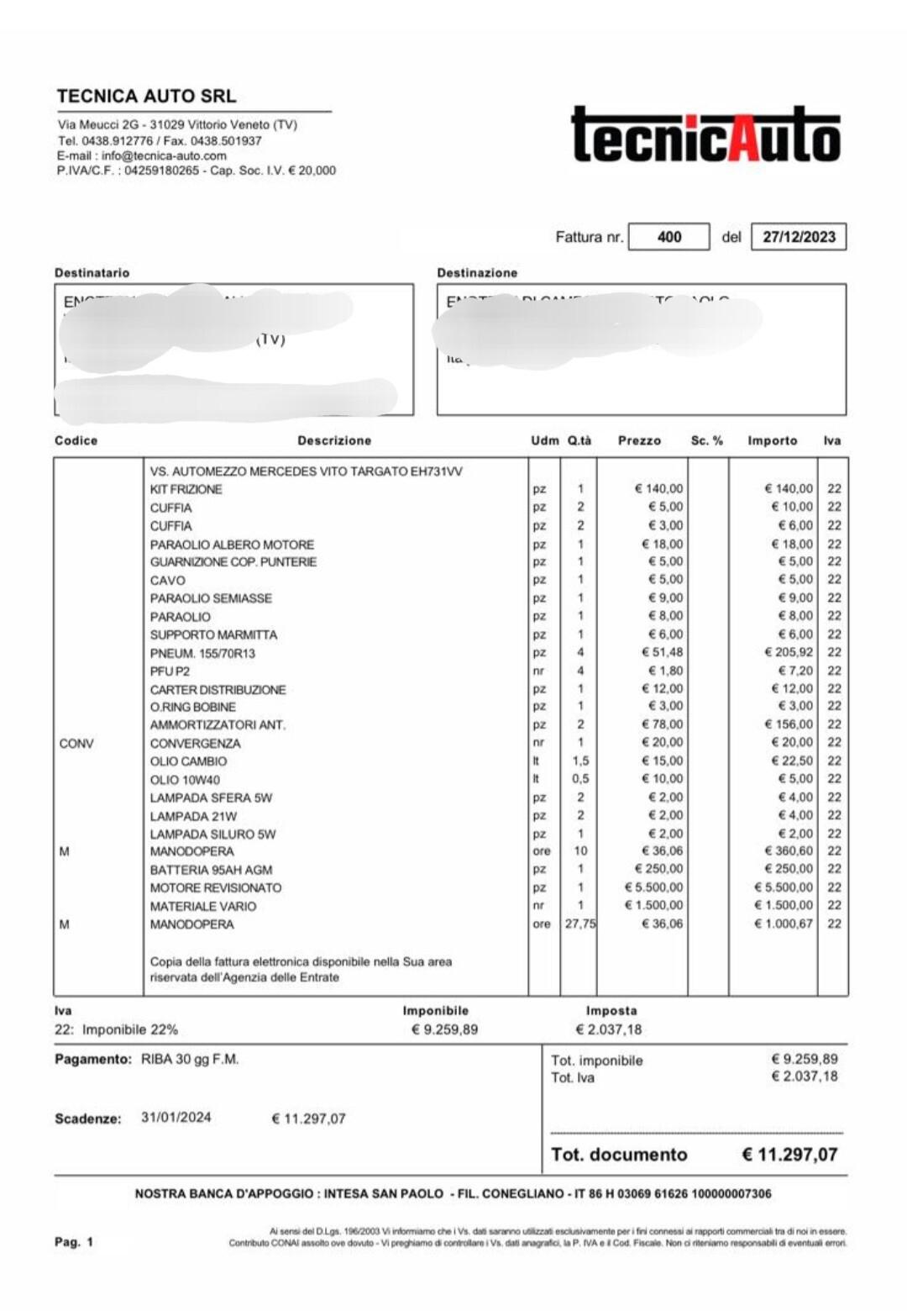 Mercedes Benz Vito 3.0cc Motore sostituito KM567000