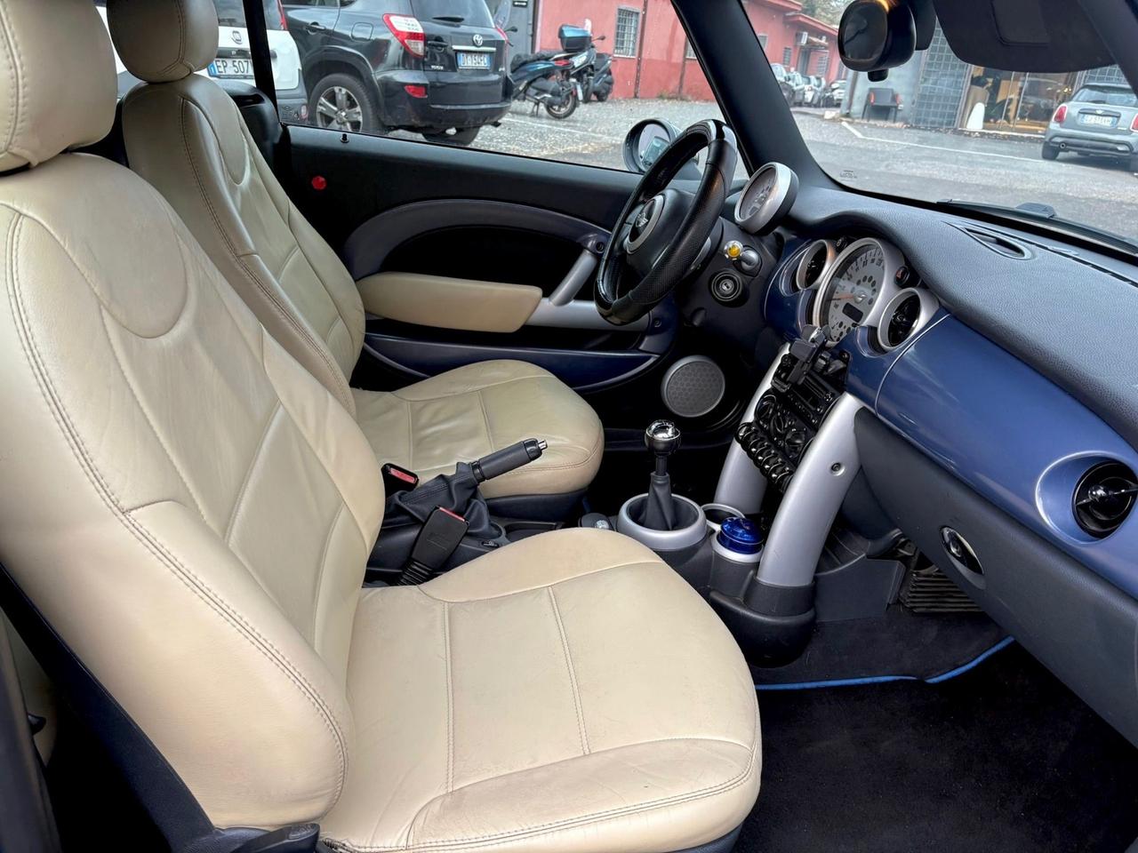 Mini 1.6 16V One Cabrio Blue Lille Bonnes Strips Pelle Permute Garanzia