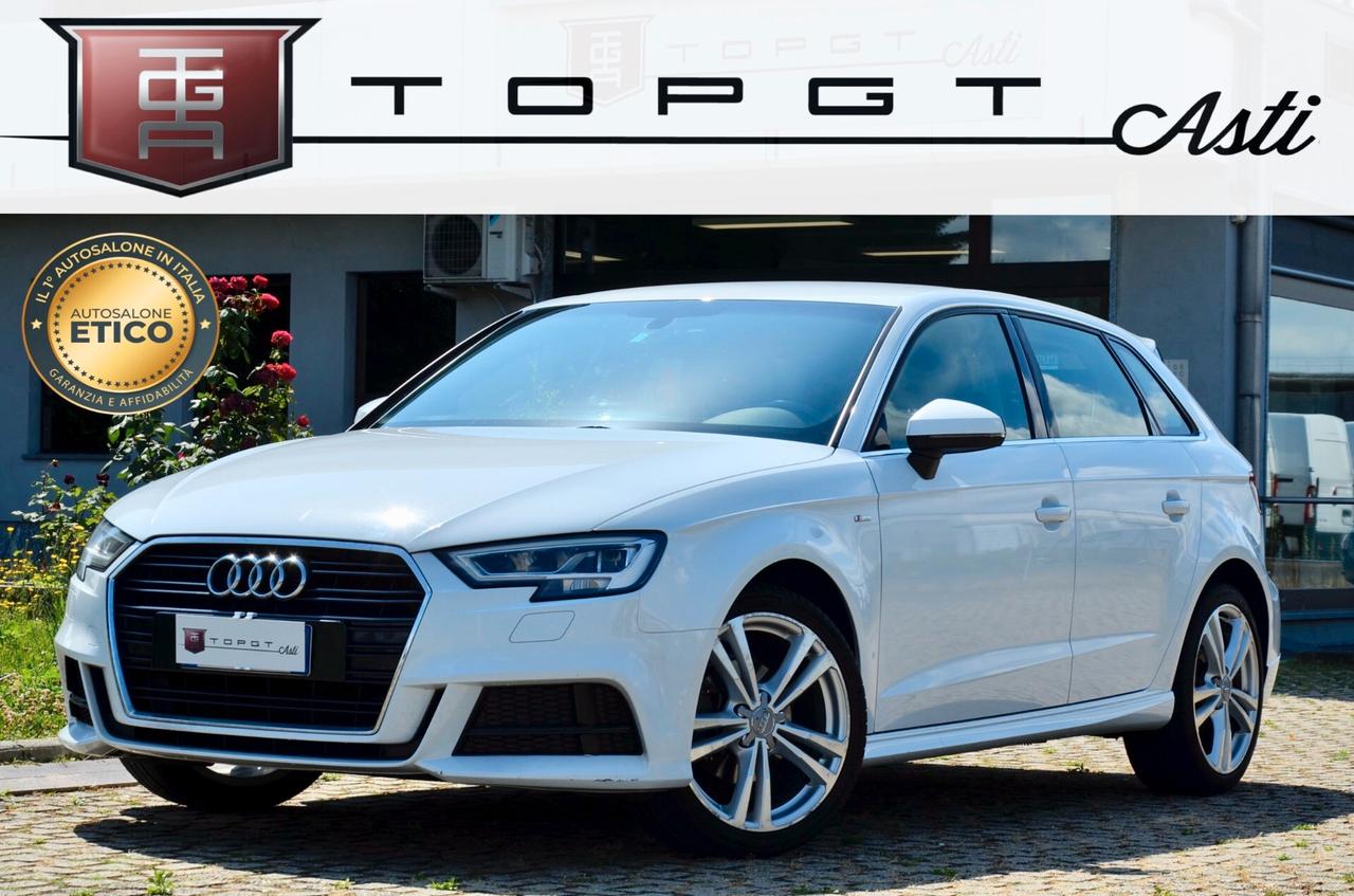 AUDI A3 SPORTBACK 30 1.6 TDI S-LINE EDITION 116cv S-TRONIC, EURO 6D, UFF ITALIANA, FULL LED, NAVI, SUBWOOFER, PERMUTE