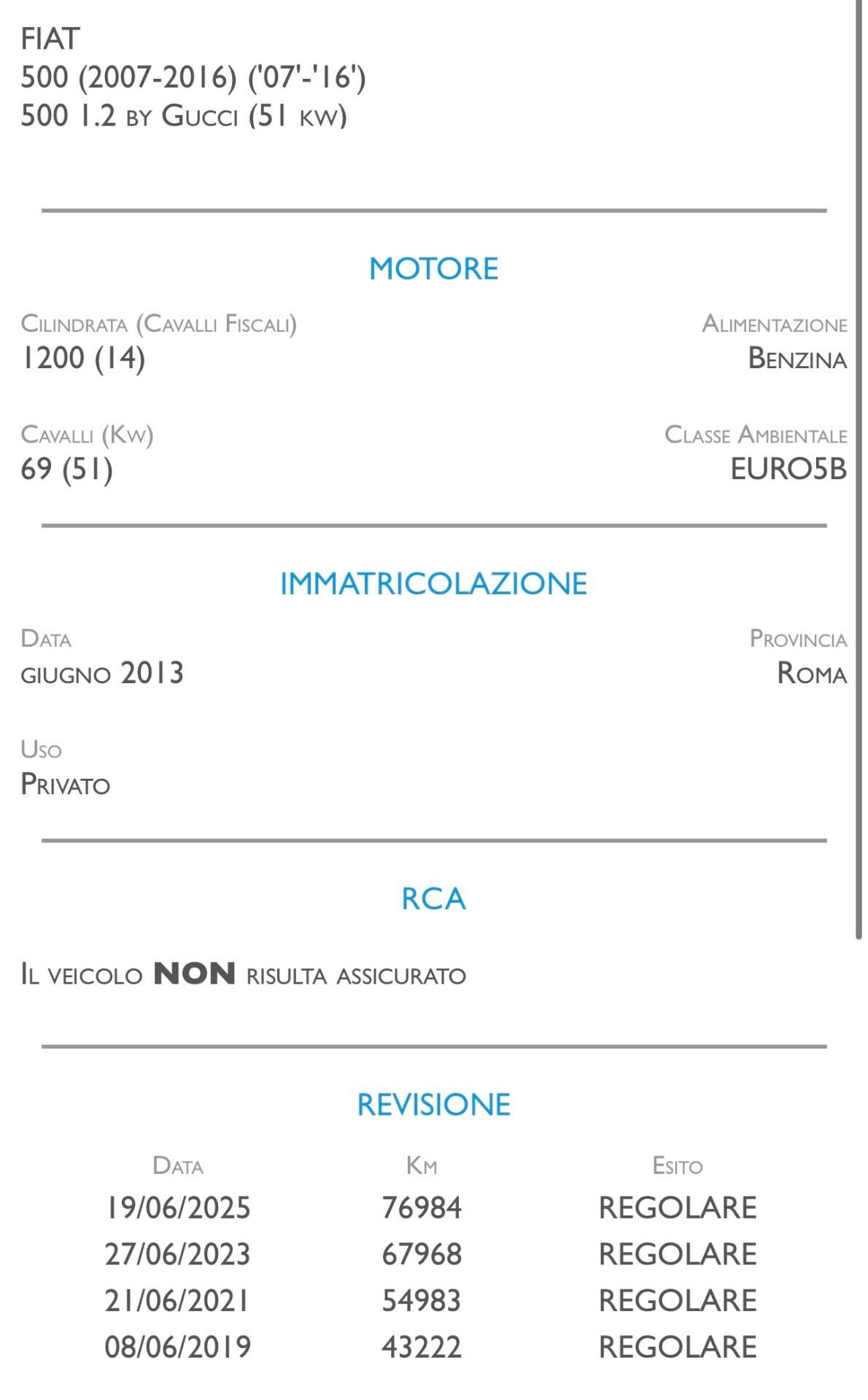 Fiat 500 1.2 by Gucci - IDEALE PER NEOPATENTATI