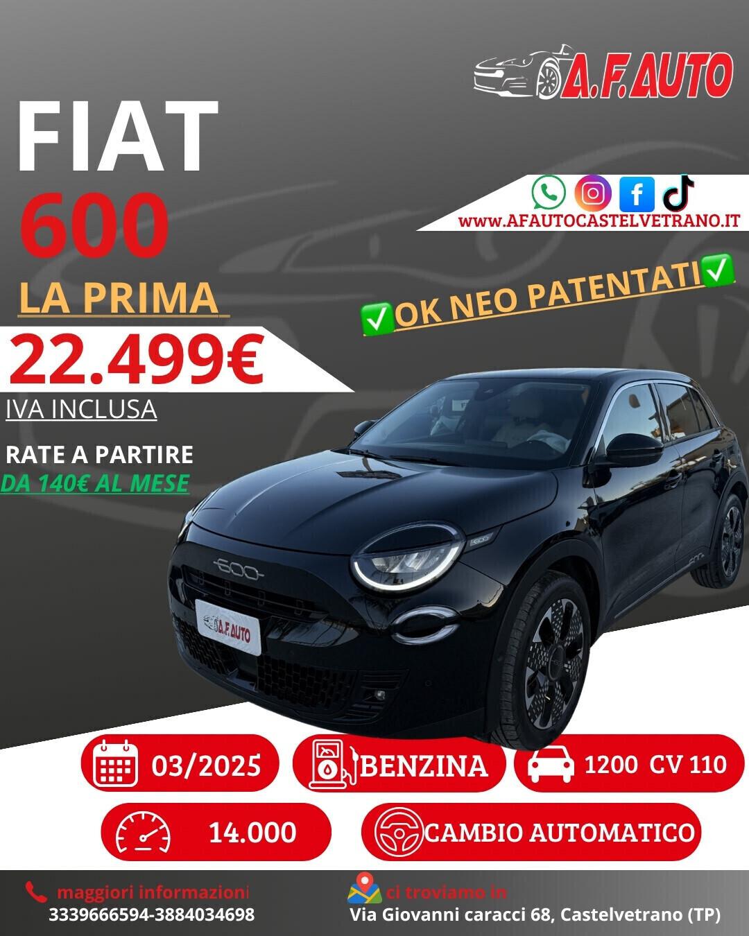 Fiat 600 Hybrid 110 CV DCT MHEV La Prima