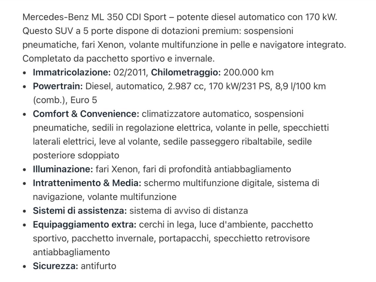 Mercedes-benz ML 350 BlueTEC 4Matic Sport Perfetta