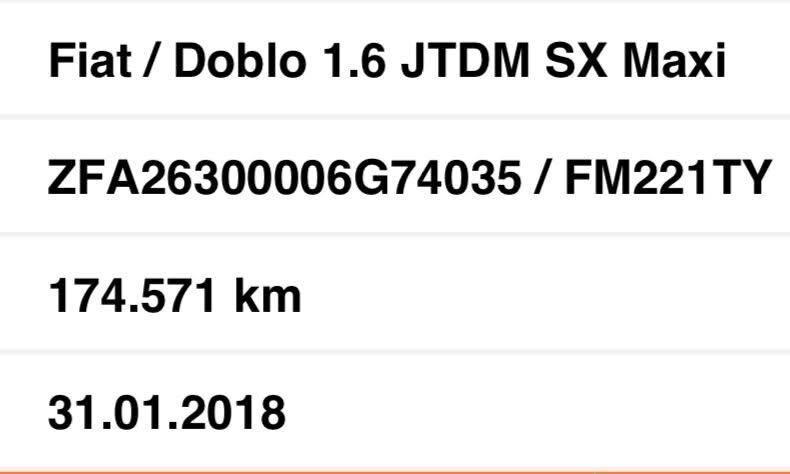 Fiat Doblò 1.6mjt MAXI 5POSTI AUTOCARRO