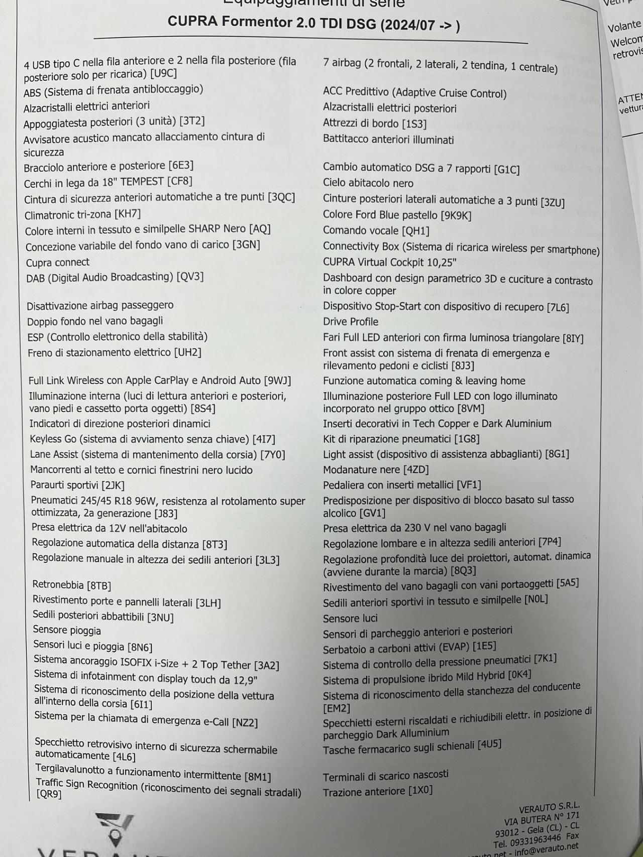 CUPRA Formentor 2.0 tdi dsg possibilità noleggio no scoring