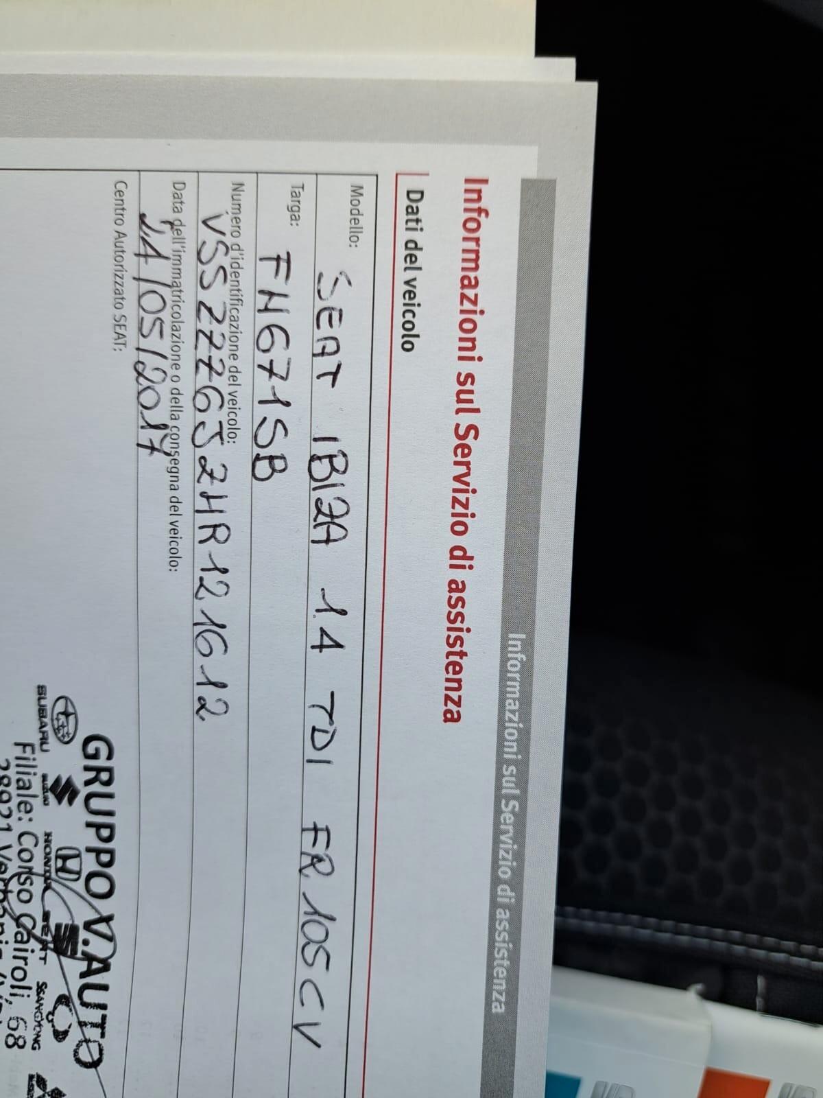 Seat Ibiza 1.4 TDI 105 CV CR S/S 5p. FR- NEOPATENTATI