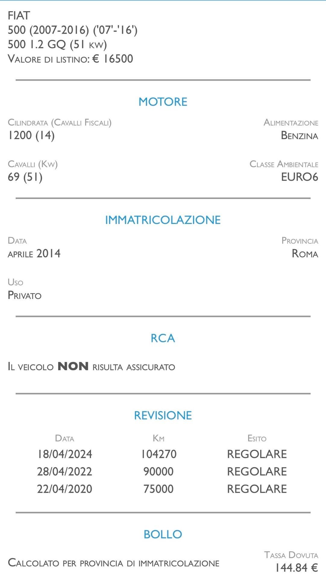 Fiat 500 1.2 GQ - UNICO PROPRIETARIO