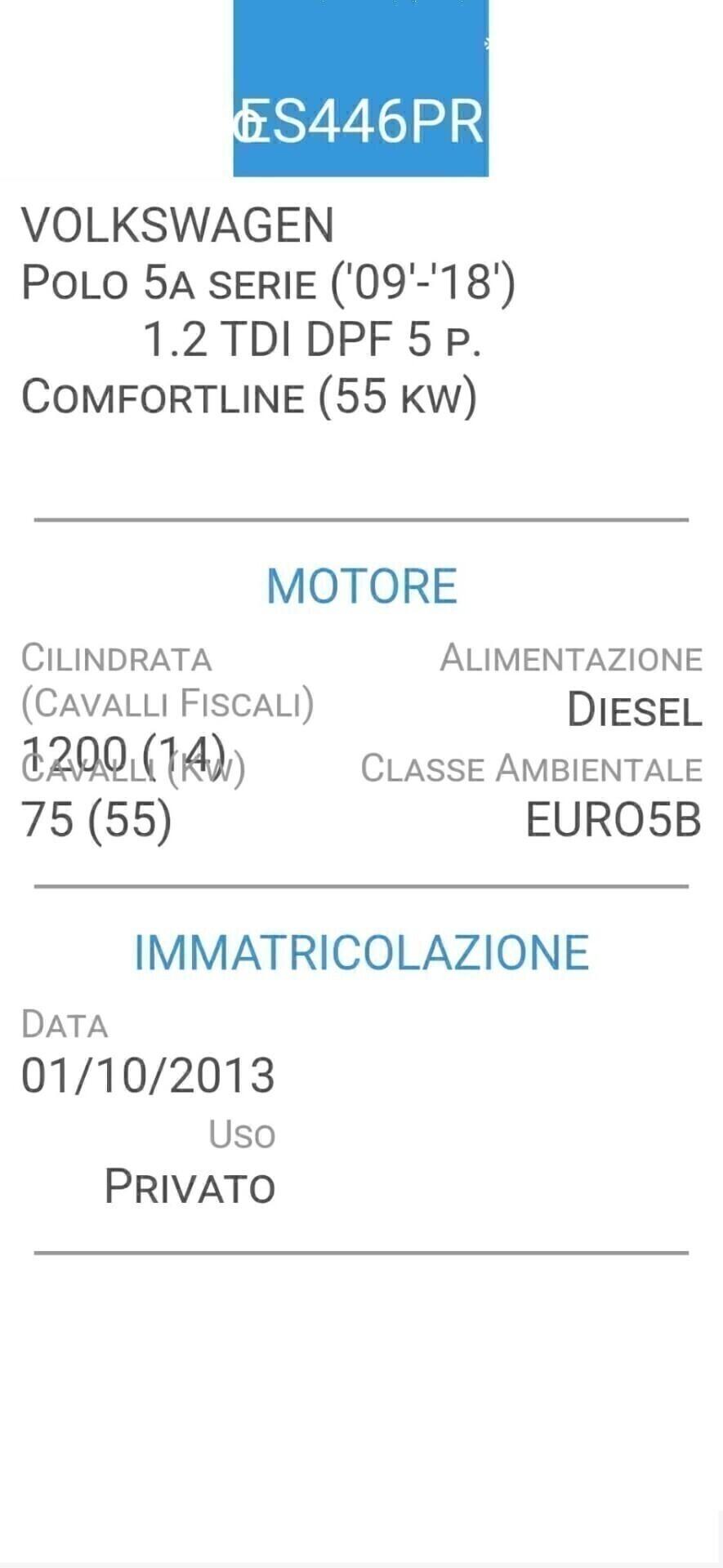 VOLKSWAGEN POLO 1,2 TDI-UNICO PROP-TAGLIANDI VOLKS