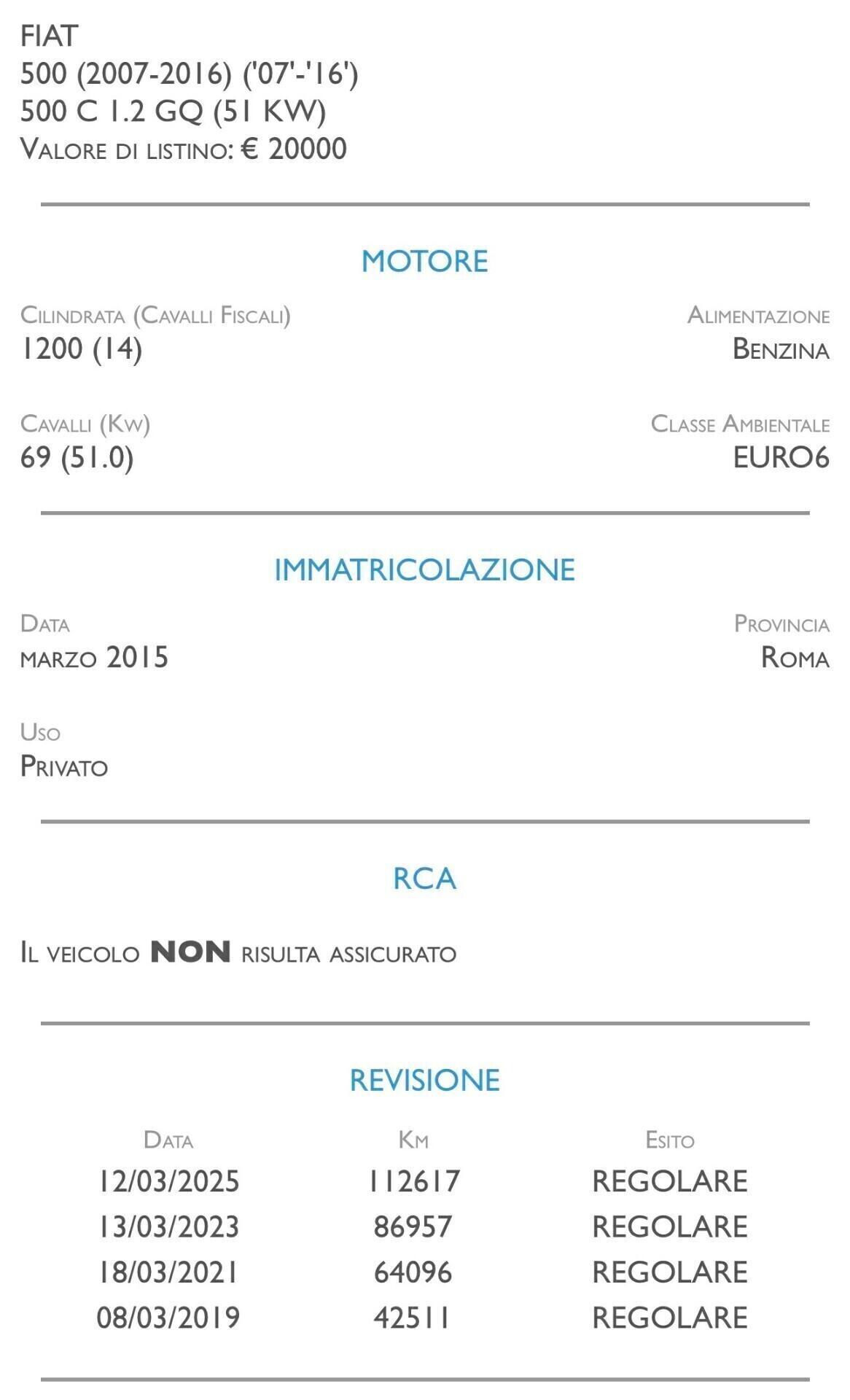 Fiat 500 C 1.2 GQ - UNICO PROPRIETARIO