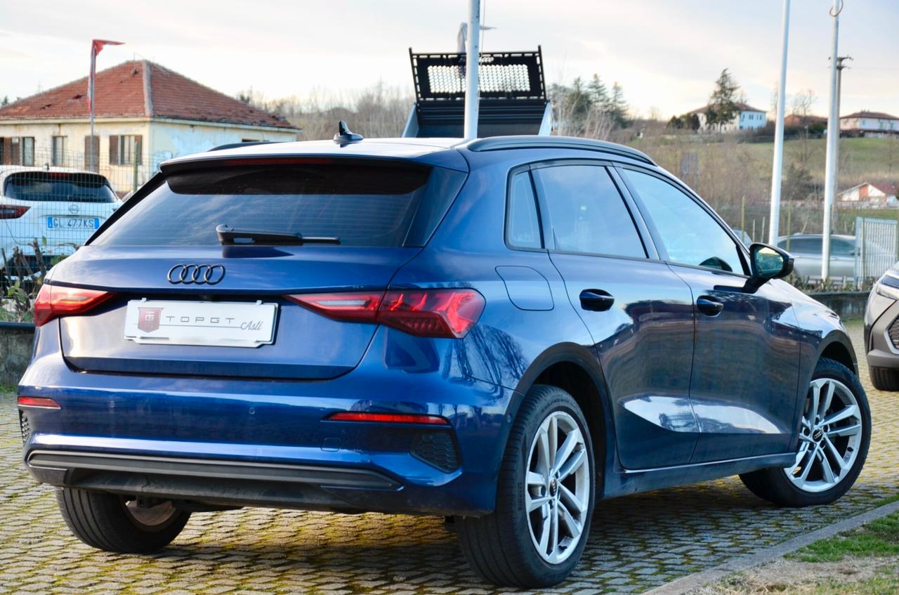AUDI A3 SPB 30 TDI BUSINESS ADVANCED 116cv S-TRONIC, EURO 6D, PELLE, RETROCAMERA, BAULE ELETTRICO, PERMUTE