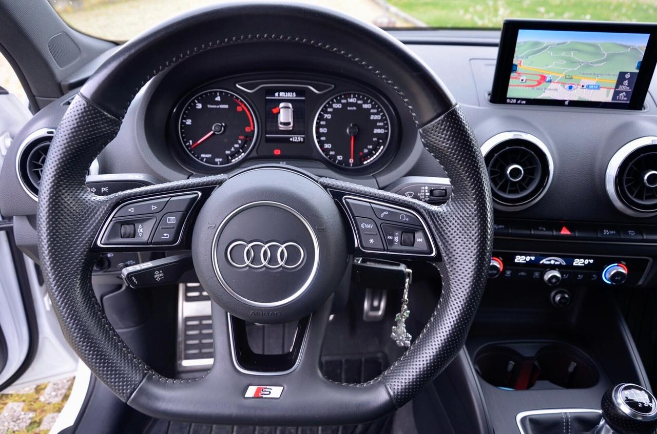 AUDI A3 SPORTBACK 2.0 TDI S-LINE INT EXT QUATTRO 150cv, UNICOPROP, UFF ITALIANA, EURO 6B, 18", NAVI, PERMUTE
