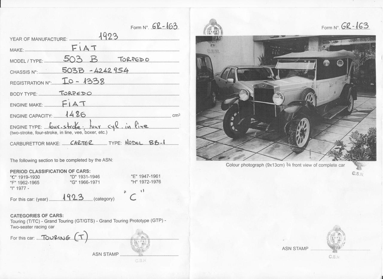 Fiat Altro 503 TORPEDO CERTIFICATA FIA