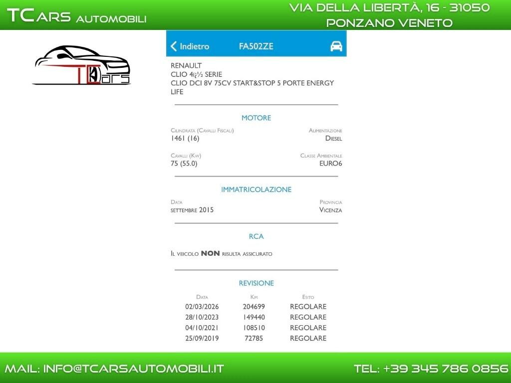 RENAULT CLIO 1.5 DCI EURO 6 - NEOPATENTATI