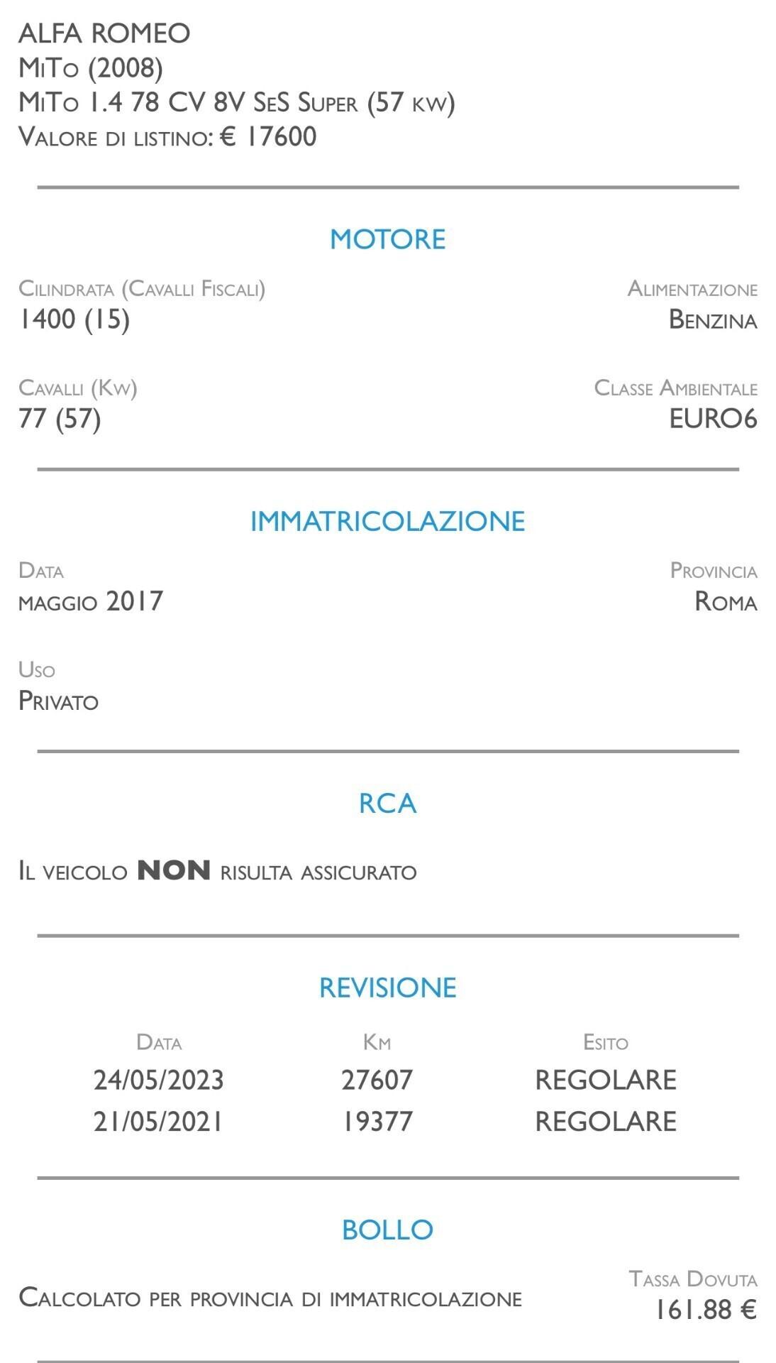 Alfa Romeo MiTo 1.4 78 CV 8V S&S Super - NEOPATENTATI
