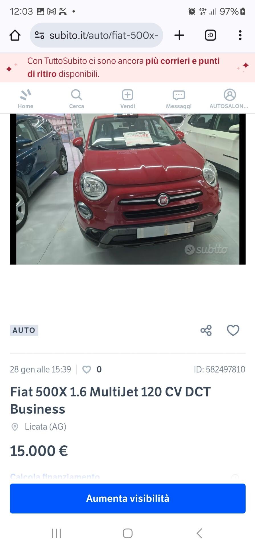 Fiat 500X 1.6 MultiJet 120 CV DCT Cross