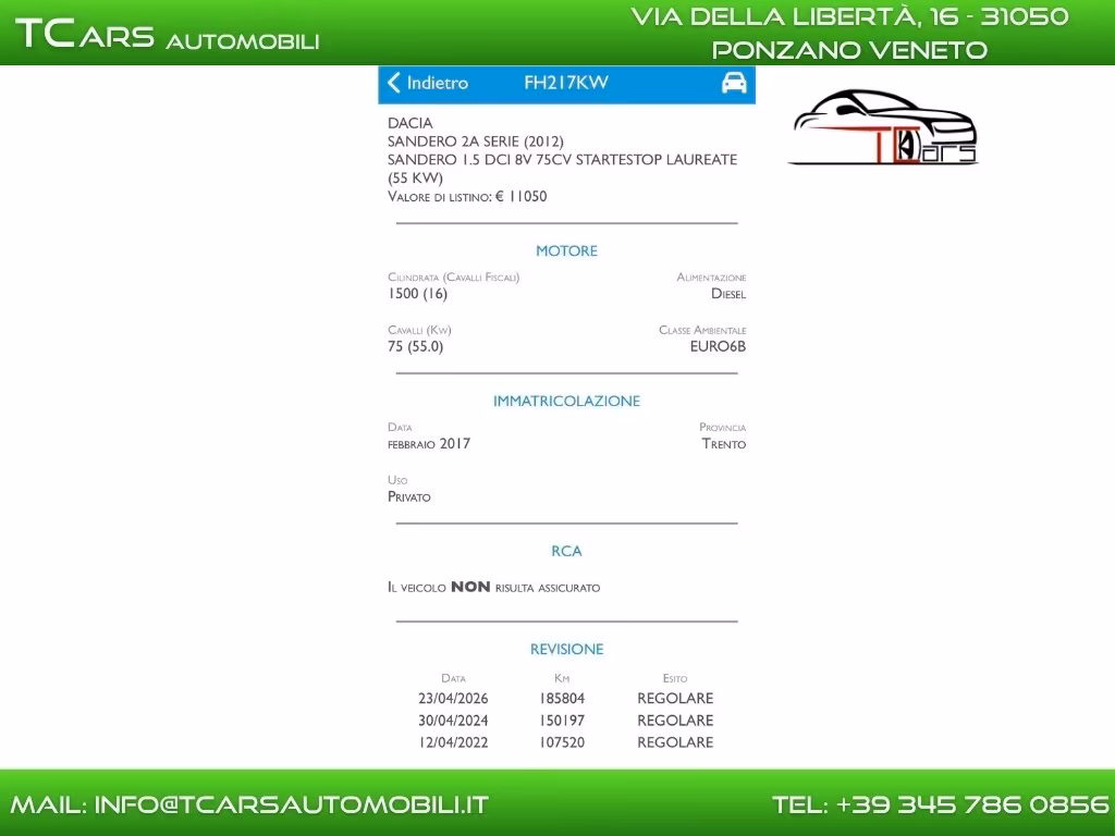 DACIA SANDERO 1.5 - DIESEL - EURO 6B