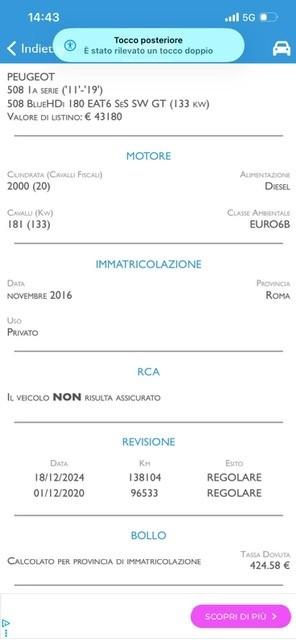 Peugeot 508 BlueHDi 180 EAT6 S&S SW GT