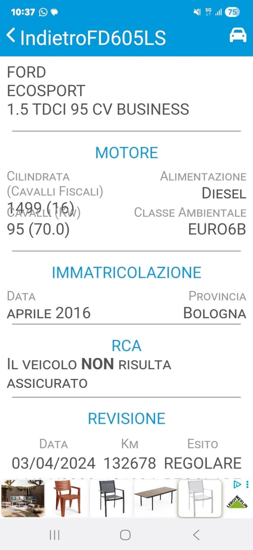 Ford EcoSport 1.5 TDCi 95 CV Business perfetta è garantita 12M
