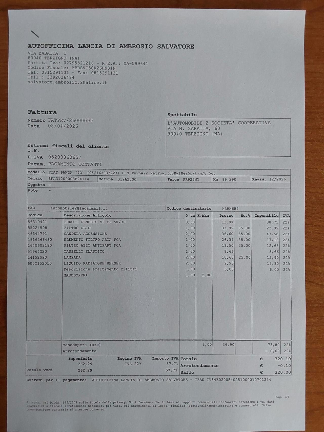 Fiat Panda 0.9 TwinAir 85 CV Natural Power Easy