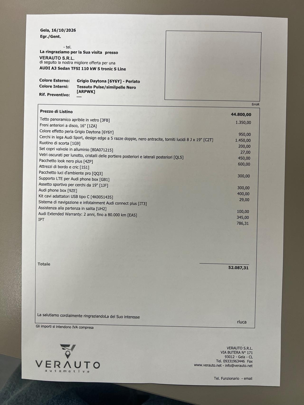 Audi A3 Sedan 1.5 150CV tfsi mhev S line Stronic - possibilità noleggio no scoring