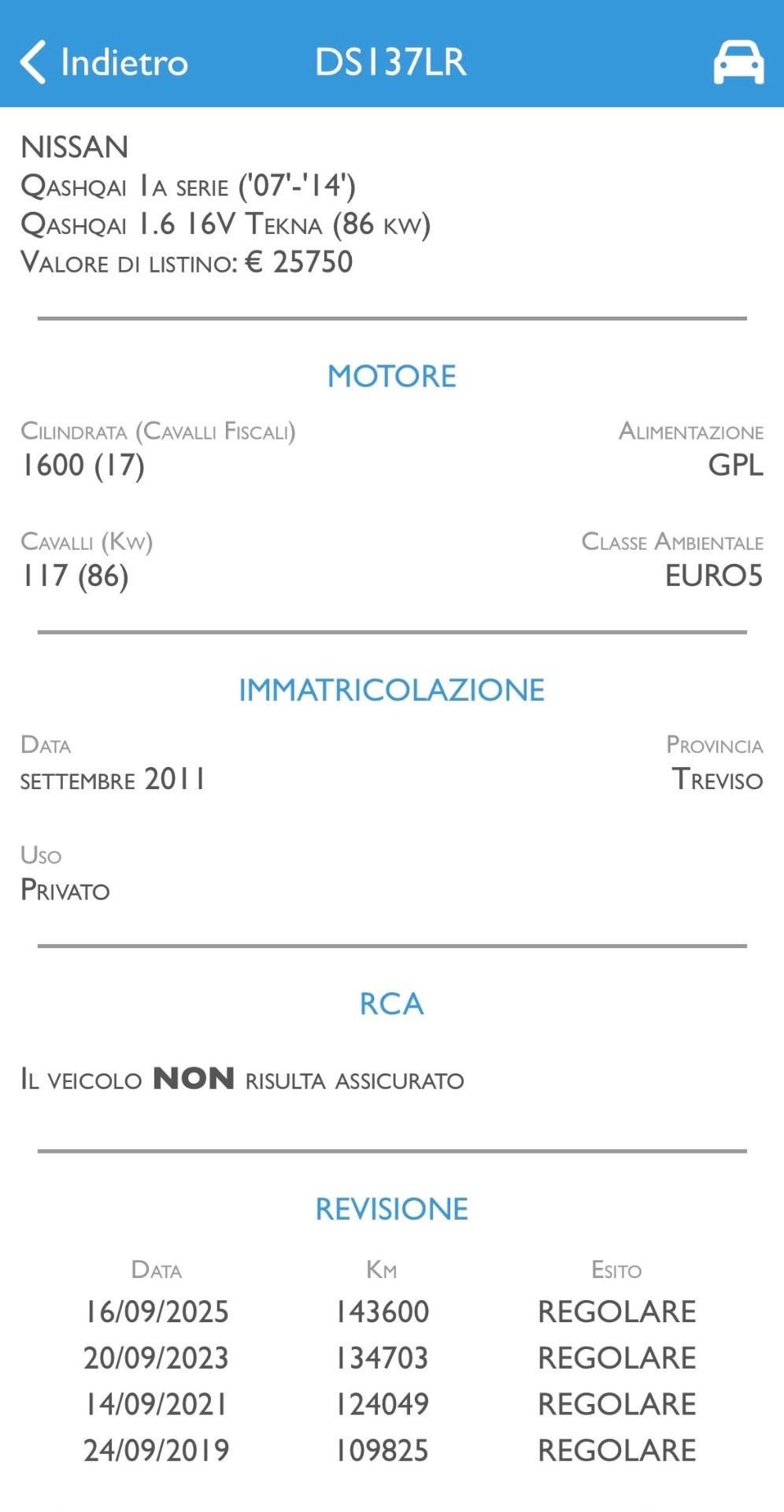 NISSAN QASHQAI 1.6 GPL FINO 2031 - UNIPRO