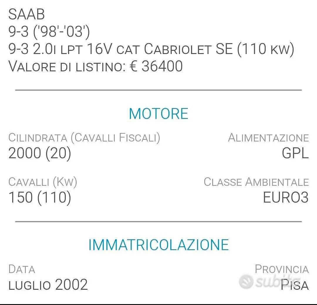 Saab cabrio 9-3 Turbo-S (GPL)
