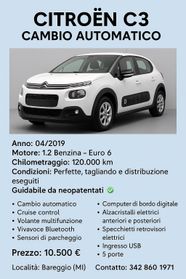 Citroen C3 1.2 Benzina AUTOMATICO Neopatentati