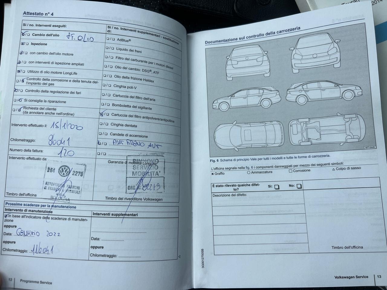 VW Touran 1.6TDI 105CV 7POSTI-2015"KM CERTIFICATI"