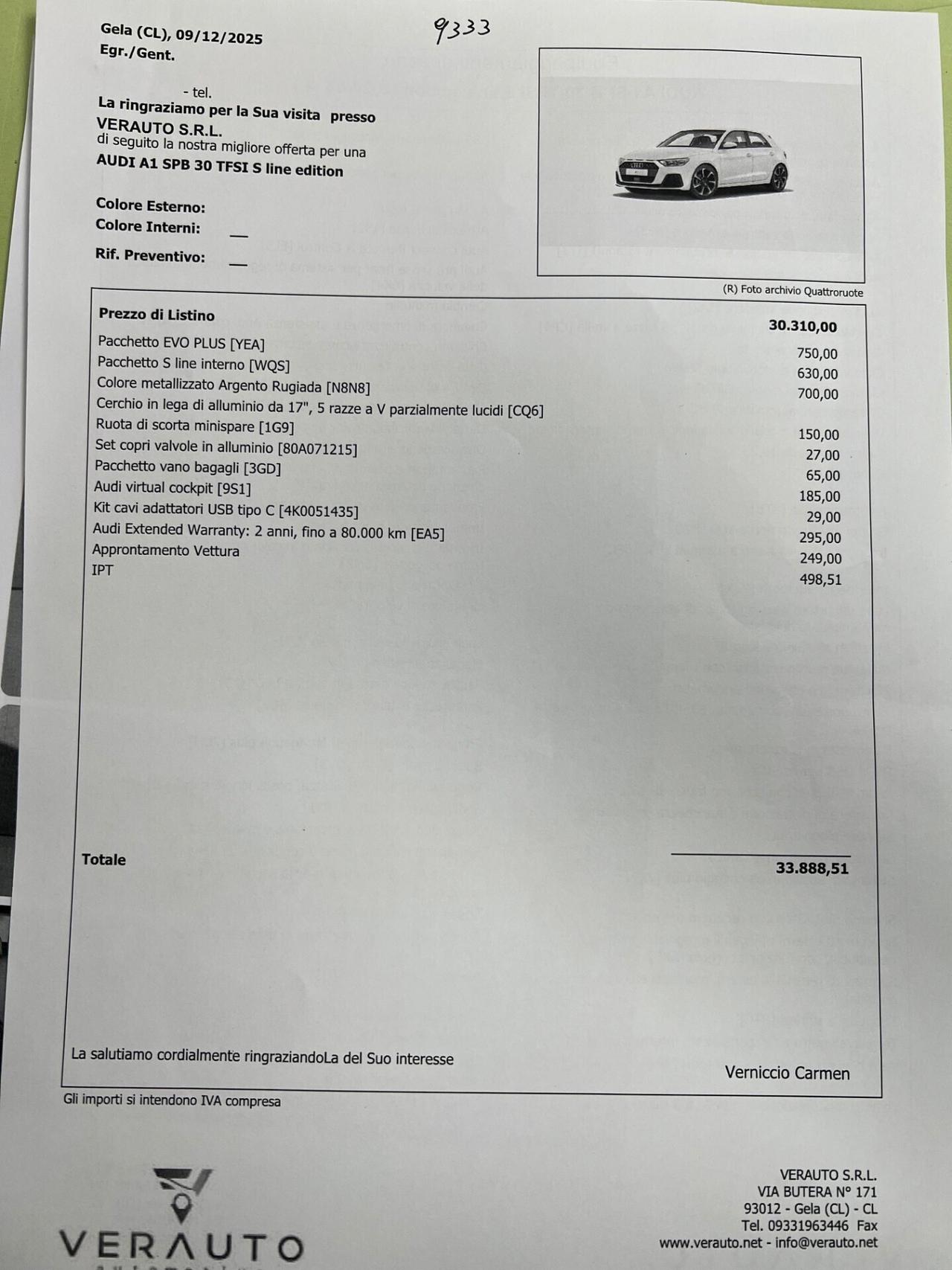 Audi A1 Spb 30 SLine possibilità noleggio no scoring