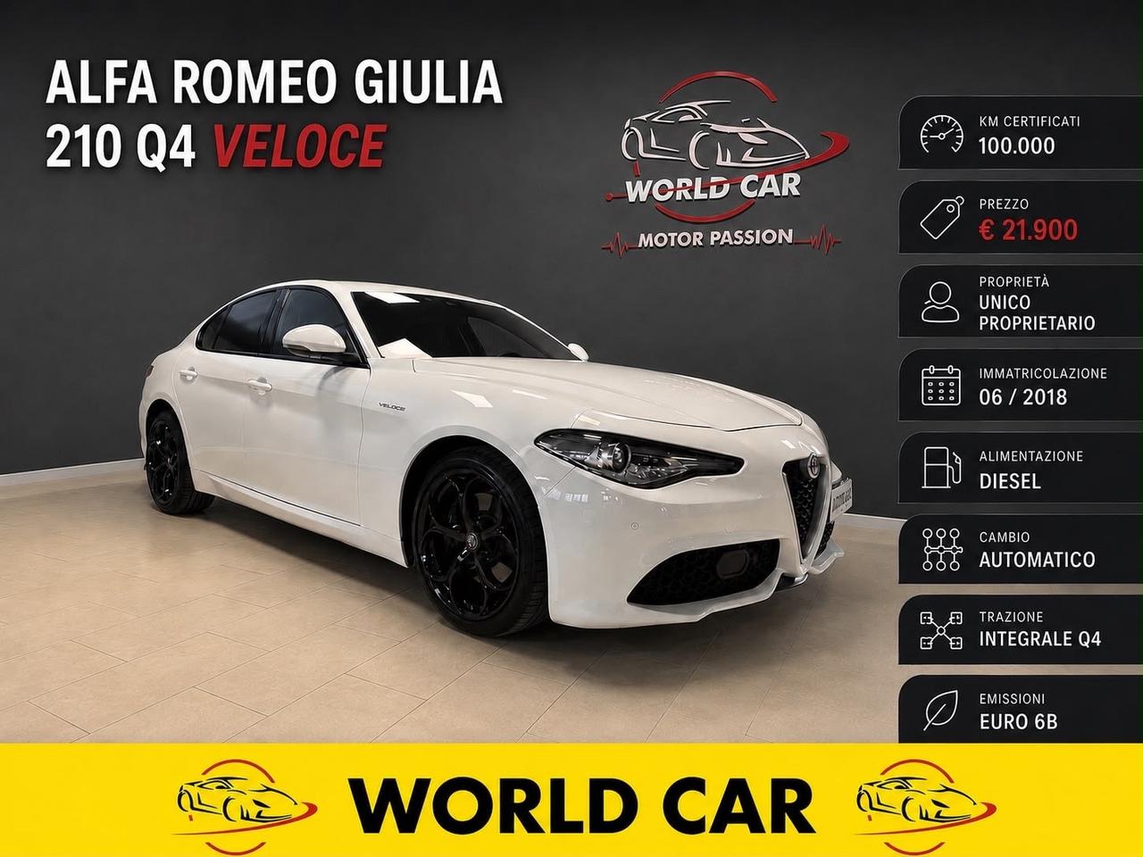 Alfa Romeo Giulia 2.2 Turbodiesel 210 CV AT8 AWD Q4 Veloce