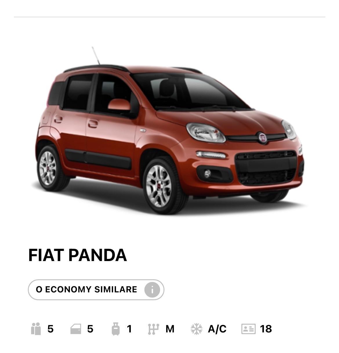 NOLEGGIO AUTO BREVE TERMINE Fiat Panda