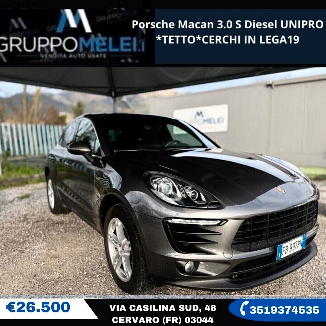 Porsche Macan 3.0 S Diesel UNIPRO *TETTO*CERCHI IN LEGA19