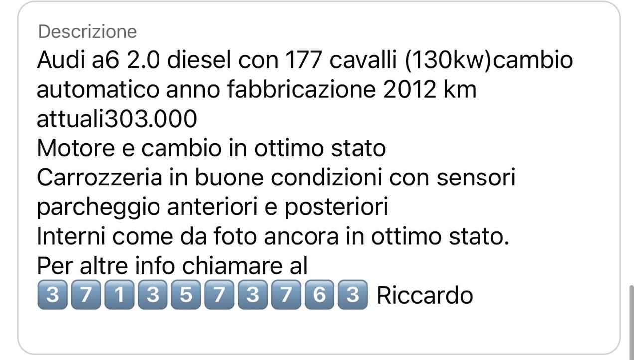 Audi A6 Avant 2.0 TDI 177 CV