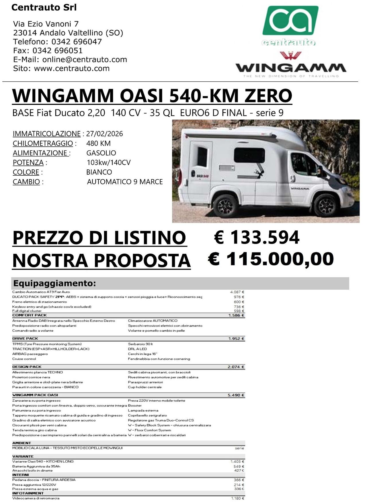 Wingamm OASI 540 Aut. *KM 487*