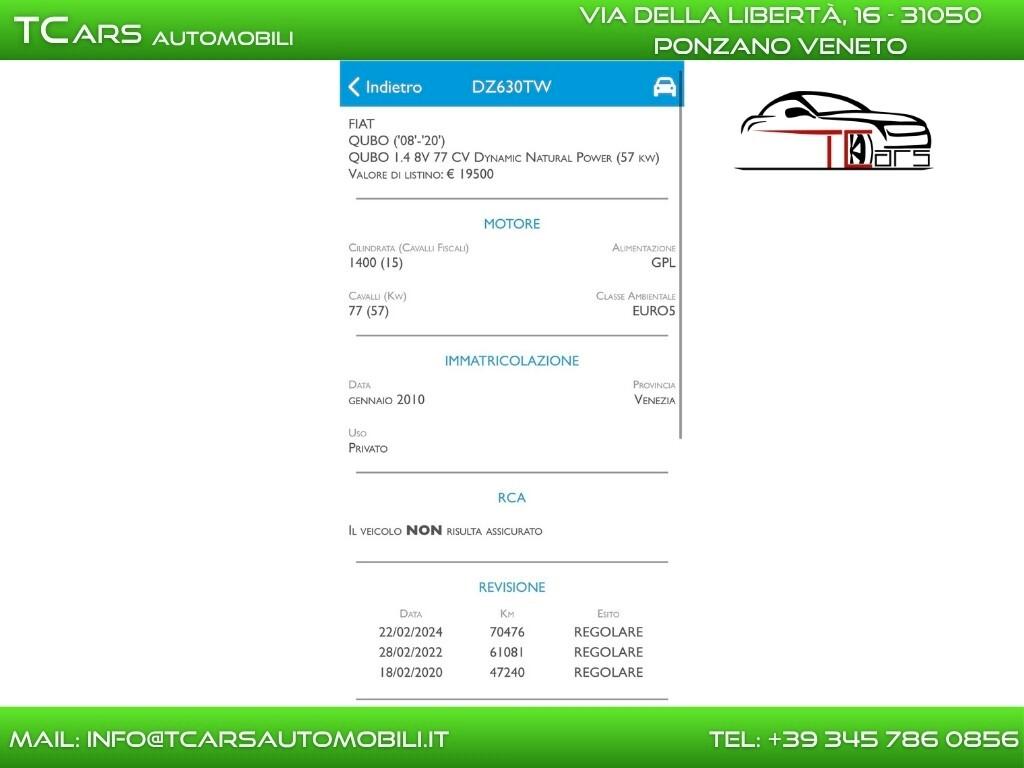 FIAT QUBO 1.4 - METANO FINO 2030 - NEOPATENTE