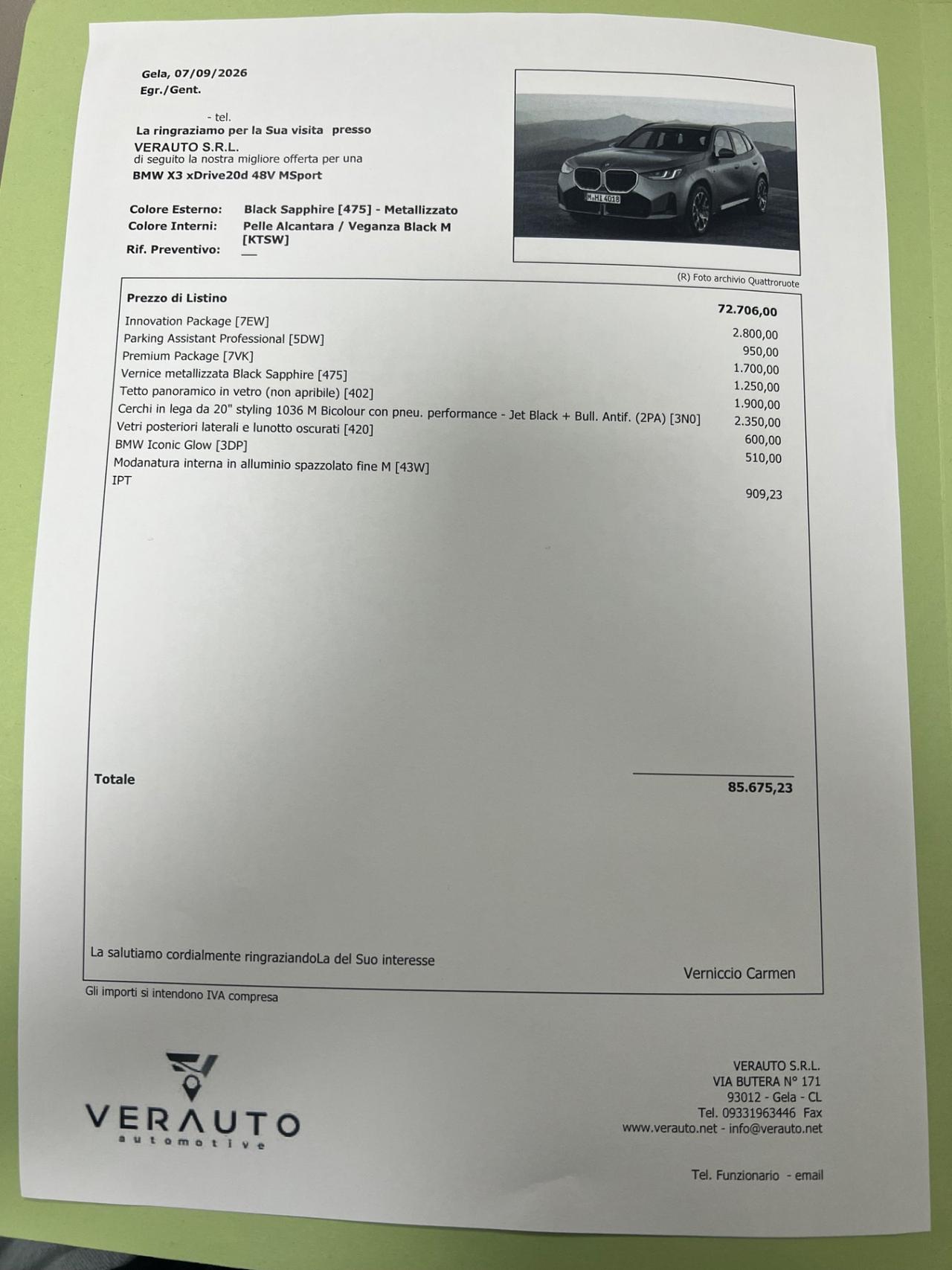 Bmw X3 xDrive20d 48V MSport - possibilità noleggio no scoring