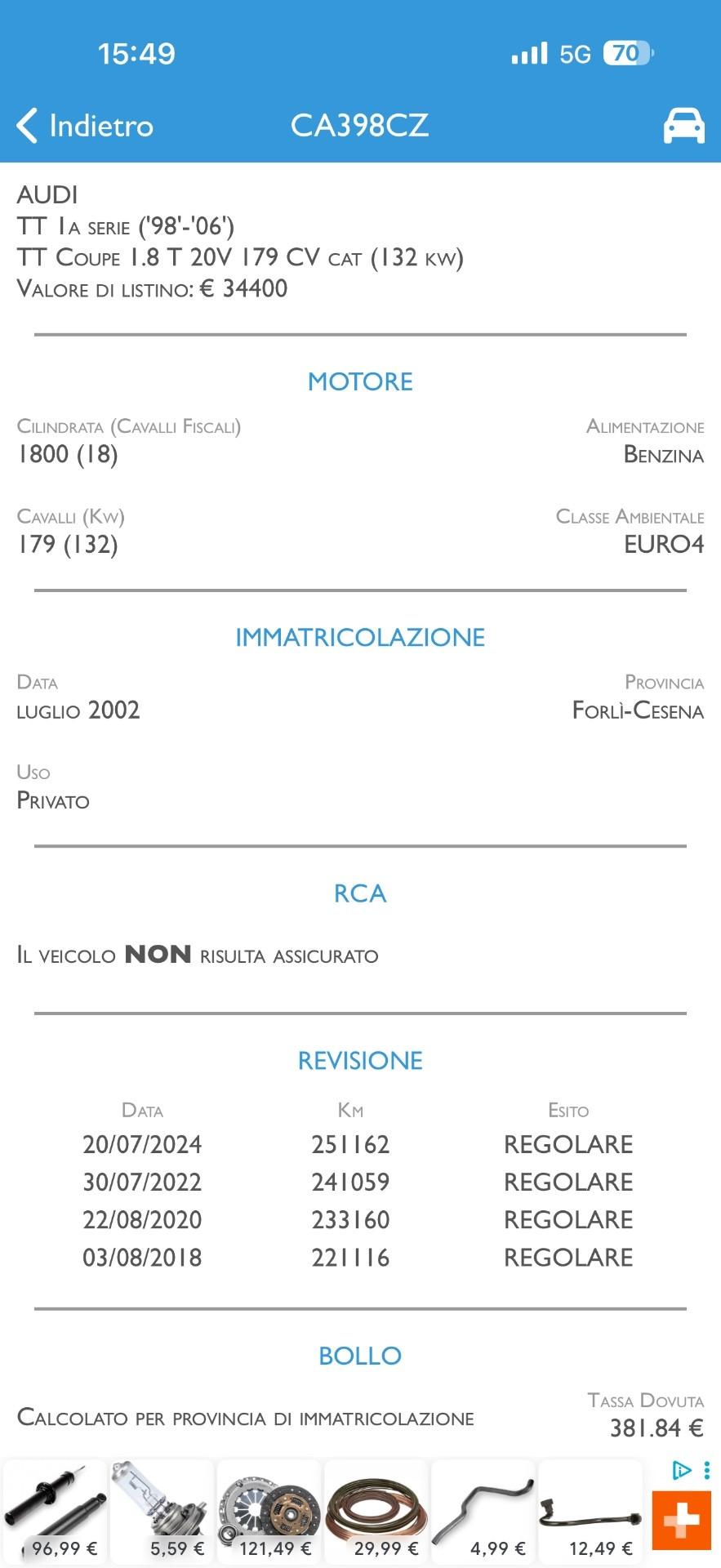 Audi TT Roadster 1.8 T 20V 179 CV cat quattro