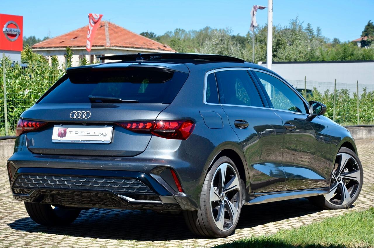 AUDI A3 SPORTBACK 1.5 TFSI MHEV S-LINE INT+EXT 150cv S-TRONIC, GARANZIA UFF AUDI, EURO 6E, TETTO, HI-FI SONOS, 19", RETROCAMERA, PERMUTE