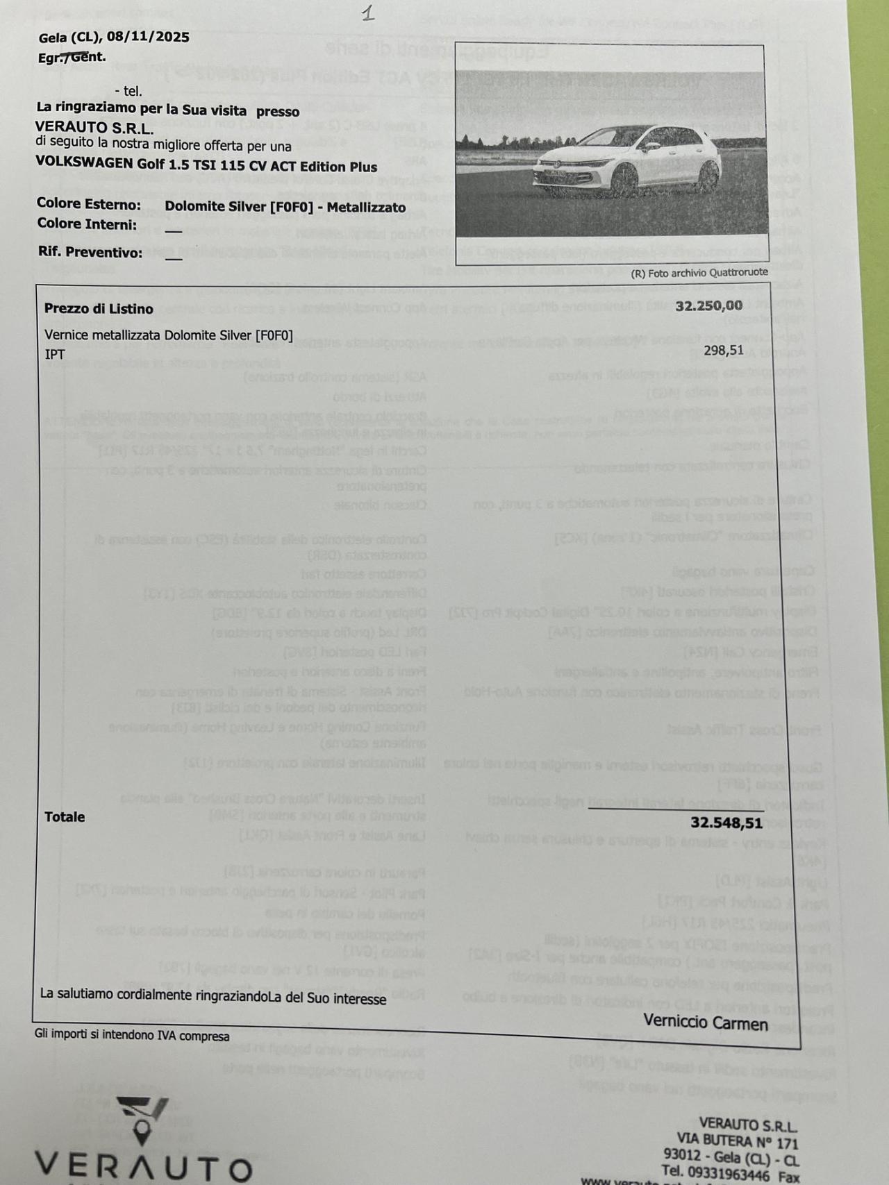 Volkswagen Golf 1.5 TSI 115 CV ACT Edition Plus