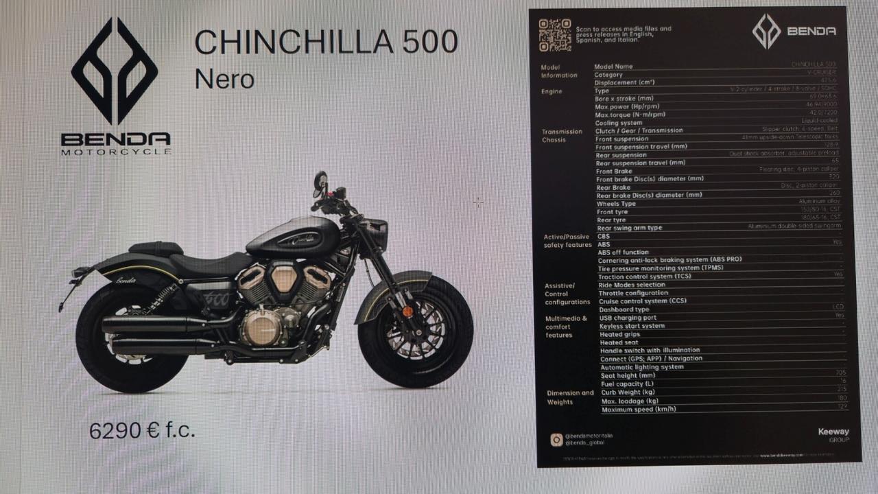 Benda Motorcycles Chinchilla 500 ABS EURO 5 +